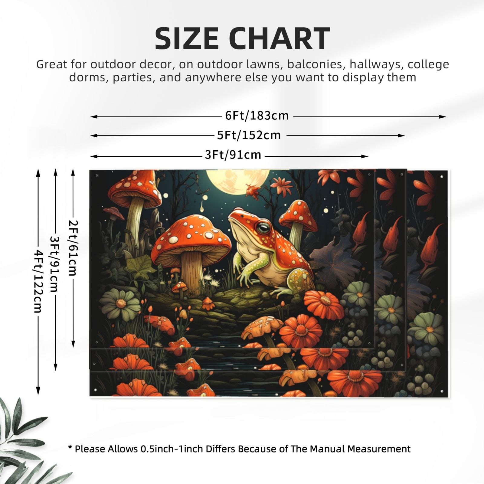 Frog Toads Mushroom Cool Four Hole Decorated Banner Flag for Garden Yard Home Decoration Indoor Outdoor 4x6 Ft