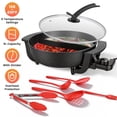 thumbnail image 2 of 6L Electric Hot Pot with Divider 1100W Dual Flavor Shabu Shabu Pot Nonstick with 5 Temperature Control for 3-6 People, 2 of 17
