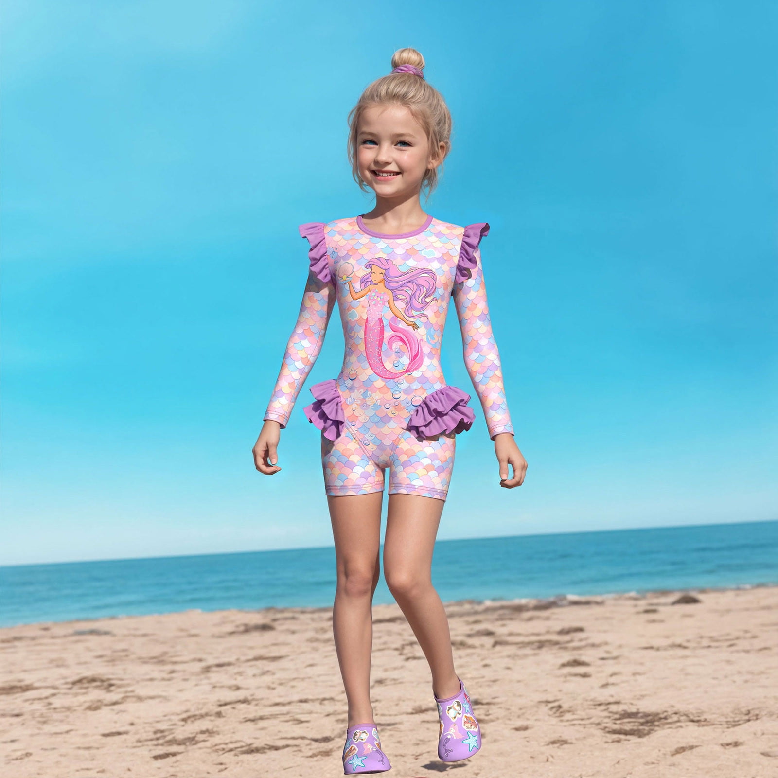 Toddler Swimsuit Girl Toddler Kids Girls Long Sleeve Rash Guard