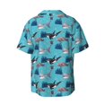 thumbnail image 2 of Vsdgher Party Shark Cute Print Men's Wrinkle Free Untucked Cuban Shirt Business Casual Button Down Shirts Short Sleeve Shirt, 2 of 7
