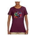 thumbnail image 2 of Colorful Rainbow Pomeranian Dog Animal Lover Womens Graphic T-Shirt, Maroon, Medium, 2 of 3