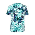 thumbnail image 3 of Rocae Blue Floral with Butterflies for Breathable Men's Baseball T-Shirt Fashionable Casual Baseball Jersey, Moisture-wicking Sportswear Medium, 3 of 9