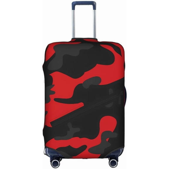 Red and Black Camouflage Elastic Washable Fun Pattern Travel Luggage Cover Suitcase Protector X-Large (29-32 inch suitcase)