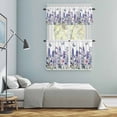 thumbnail image 6 of 3 Piece Blue Purple Floral Kitchen Curtain Valance and Tiers Set Spring Lavender Wildflowers Blue Butterfly Botanical Rod Pocket Tier Curtain 36 Inch Small Window Drapes for Living Room Bedroom Decor, 6 of 9