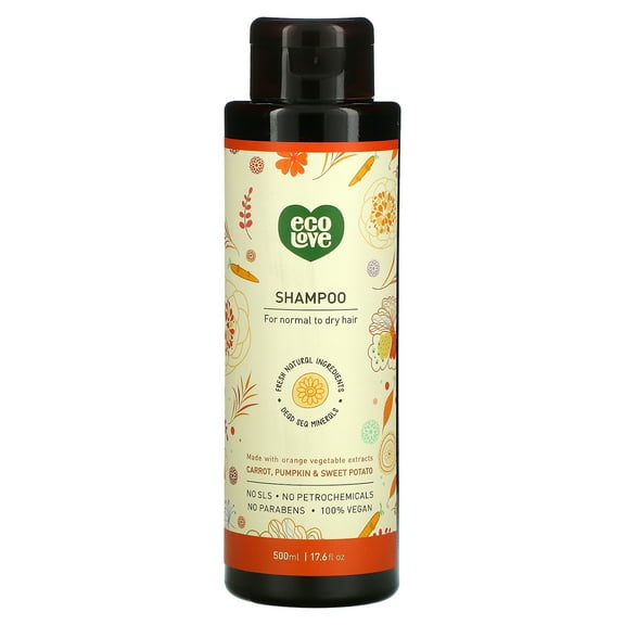 Eco Love Shampoo, For Normal to Dry Hair, Carrot, Pumpkin & Sweet Potato, 17.6 fl oz (500 ml)