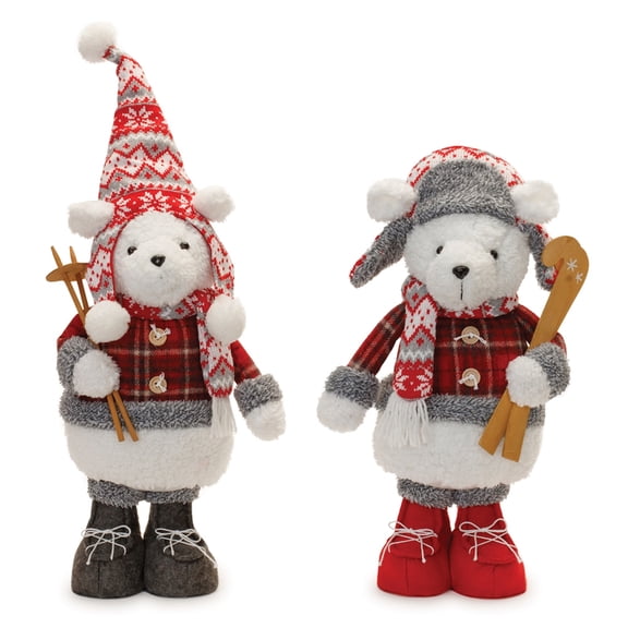 Melrose Plush Polar Bear with Skis Set of 2