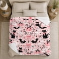 thumbnail image 5 of Whimsical Pink Pumpkin Black Cat autumn celebration, Playful Pet Portrait Pattern, Warm Flannel Blanket for Living Room and Bedroom, Cat Lovers autumn celebration Gift, Pet Lover Home Decor, 5 of 9