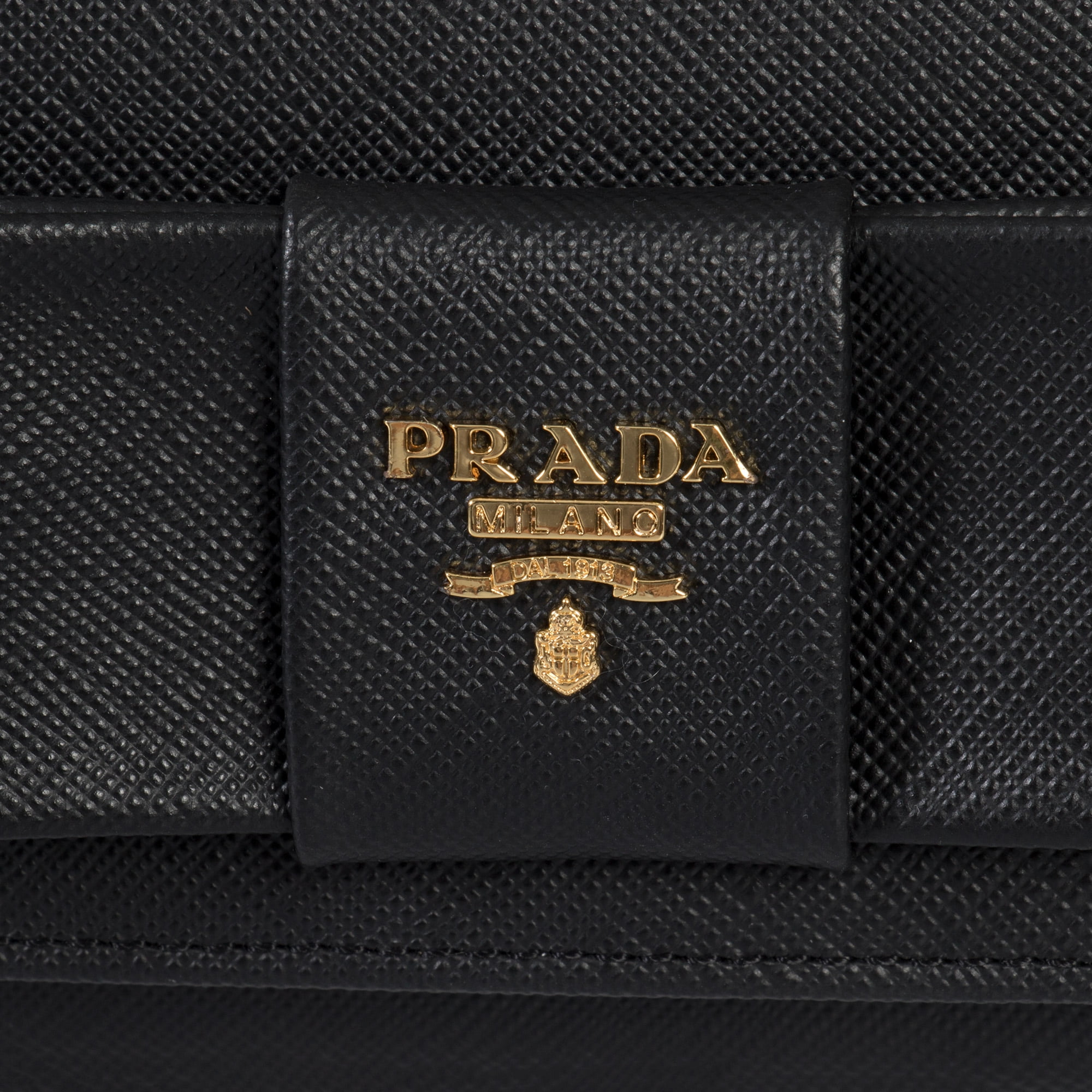 Prada Black Saffiano Leather Snap ID Holder Long Wallet 1MH132