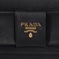 thumbnail image 4 of Prada PRD-WALL-1MH132-ZTM-F0002 Saffiano Leather Flap Wallet with Bow Detail, Black, 4 of 6
