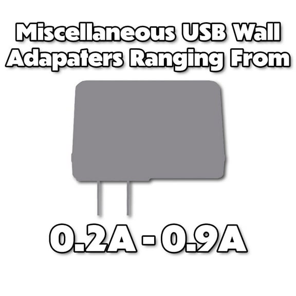 Miscellaneous and Mixed Wall Charger USB Adapter (0.2A to 0.9A Output) - 1 Adapter