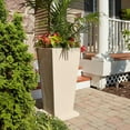 thumbnail image 3 of PolyStone Paseo Taper Modern Outdoor/Indoor Planter, Lightweight, Heavy Duty, Weather Resistant, Polymer Finish, Commercial Grade and Residential, 36" H x 17" W (White), 3 of 5