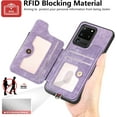 thumbnail image 4 of Phone Case for Samsung Galaxy S20 Ultra 5G Wallet Cover with Screen Protector and Wrist Strap Lanyard RFID Card Holder Ring Stand Cell Accessories S20ultra 20S S 20 A20 S2O 20ultra G5 Women Men Purple, 4 of 13