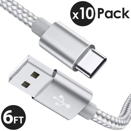 10x 6FT USB Type C Cable Fast Charging Cable USB-C Type-C 3.1 Data Sync Charger Cable Cord For Samsung Galaxy S10 S9 S9+ Galaxy S8 S8 Plus Nexus 5X 6P OnePlus 2 3 LG G5 G6 V20 HTC M10 Google Pixel XL price history on PriceWatchPro