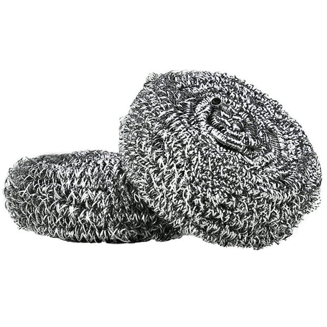 2 esponjas de acero inoxidable para fregar platos, cuencos, estropajos en espiral, práctico limpiador de cocina.