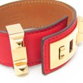 thumbnail image 4 of Pre-Owned Hermes Collier De Chien 24 Leather,Metal Bangle Gold,Red Color (Good), 4 of 9