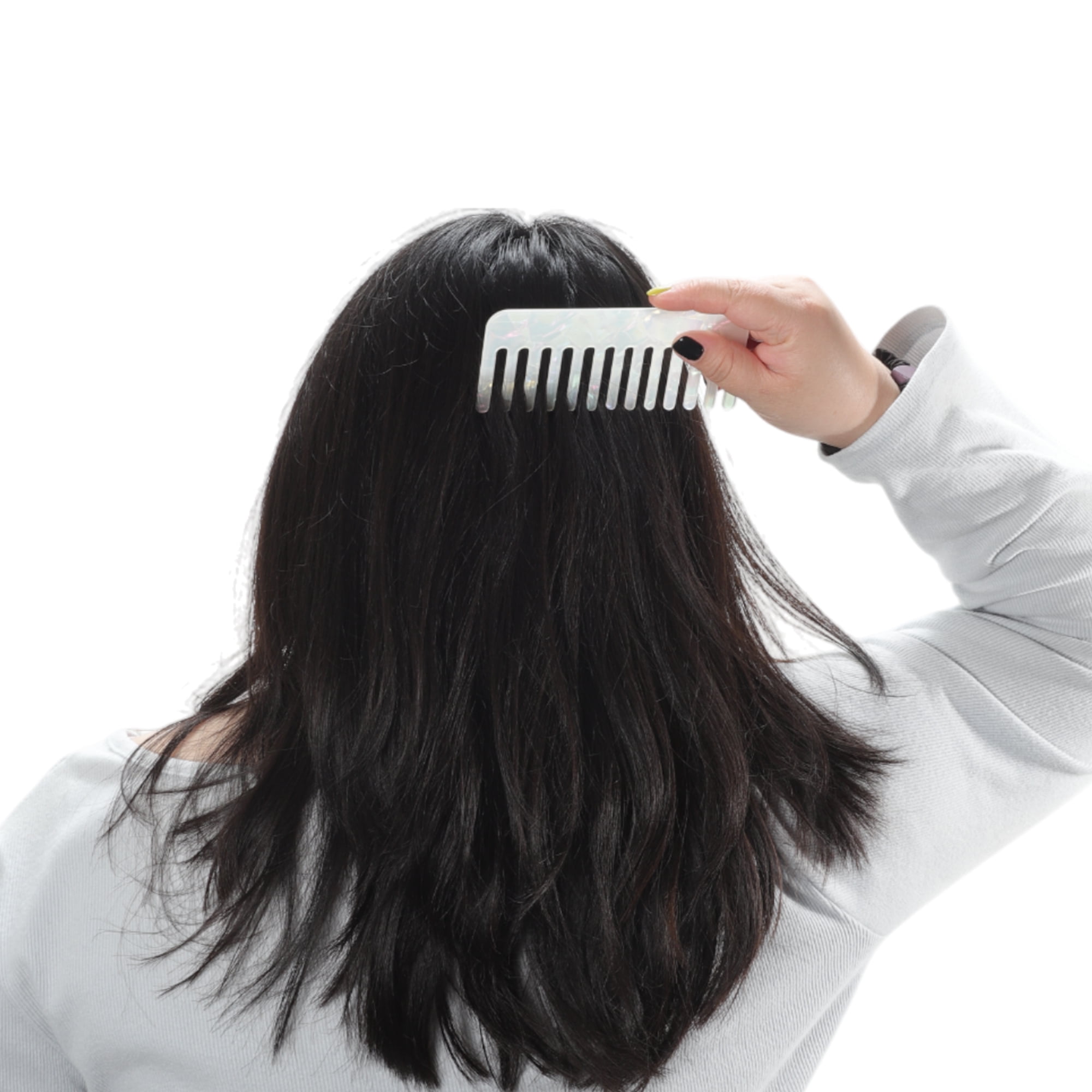Unique Bargains 1 Pc Vintage Portable Wide Tooth Comb for All Hair Types Colorful White