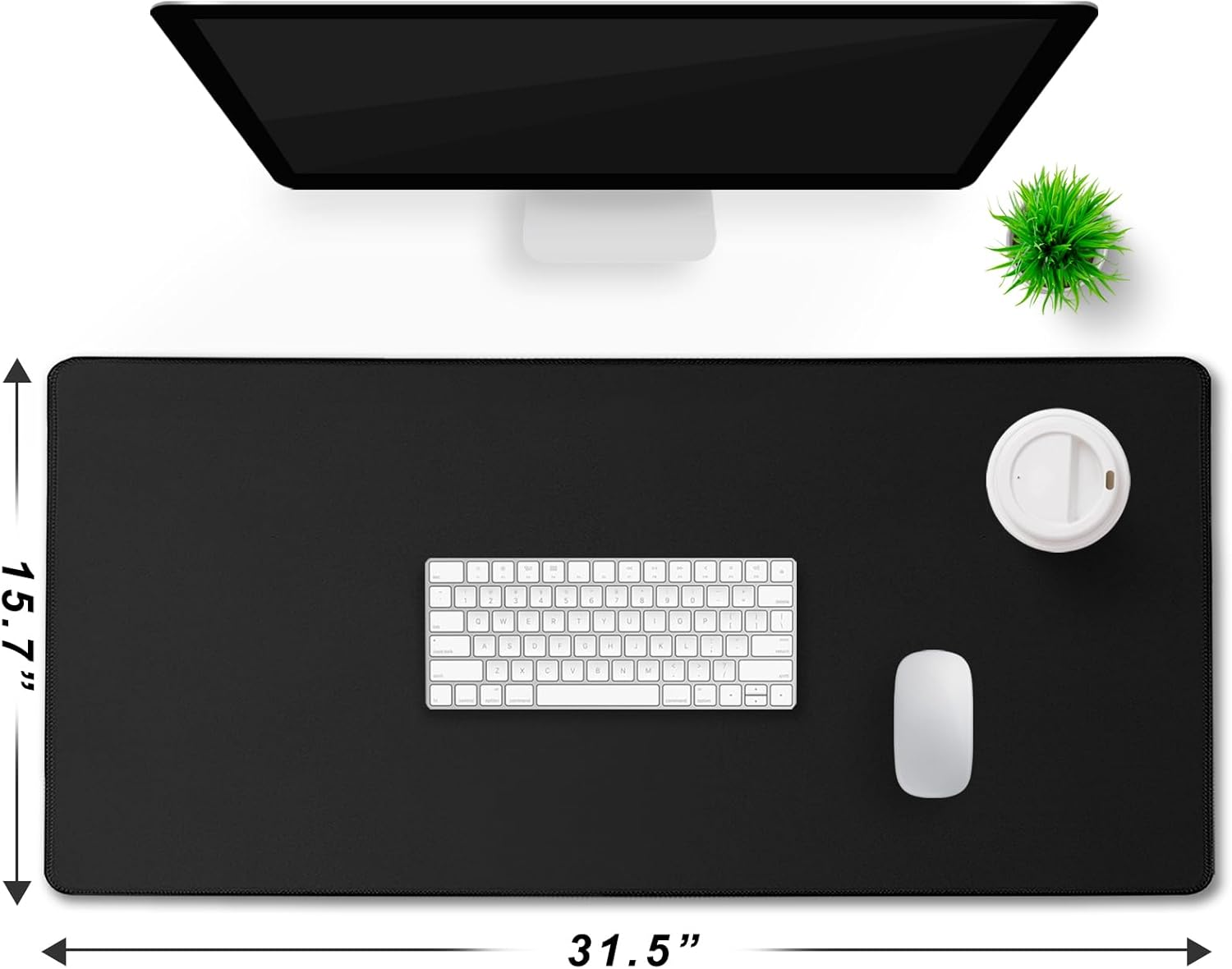 Large Gaming Mouse Pad with Extended Stitched Edges, (31.5X15.7 Inch) Durable Non-Slip Natural Rubber Base, Waterproof Keyboard Computer Mousepad for Esports Pros/Gamer/Desktop/Office/Home, Black