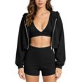 thumbnail image 3 of FchengtaiS Women 3 Piece Tracksuit Sets Long Sleeve Zip Up Cropped Jacket & Sport Bra & Matching Shorts Outfits Casual Athletic Sweatsuits, 3 of 7