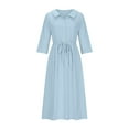 thumbnail image 5 of Womens Summer Dresses Cotton Linen A Line Dresses Loose Half Sleeve V Neck Dress Flowy Midi Dress 2025 Fashion, 5 of 6