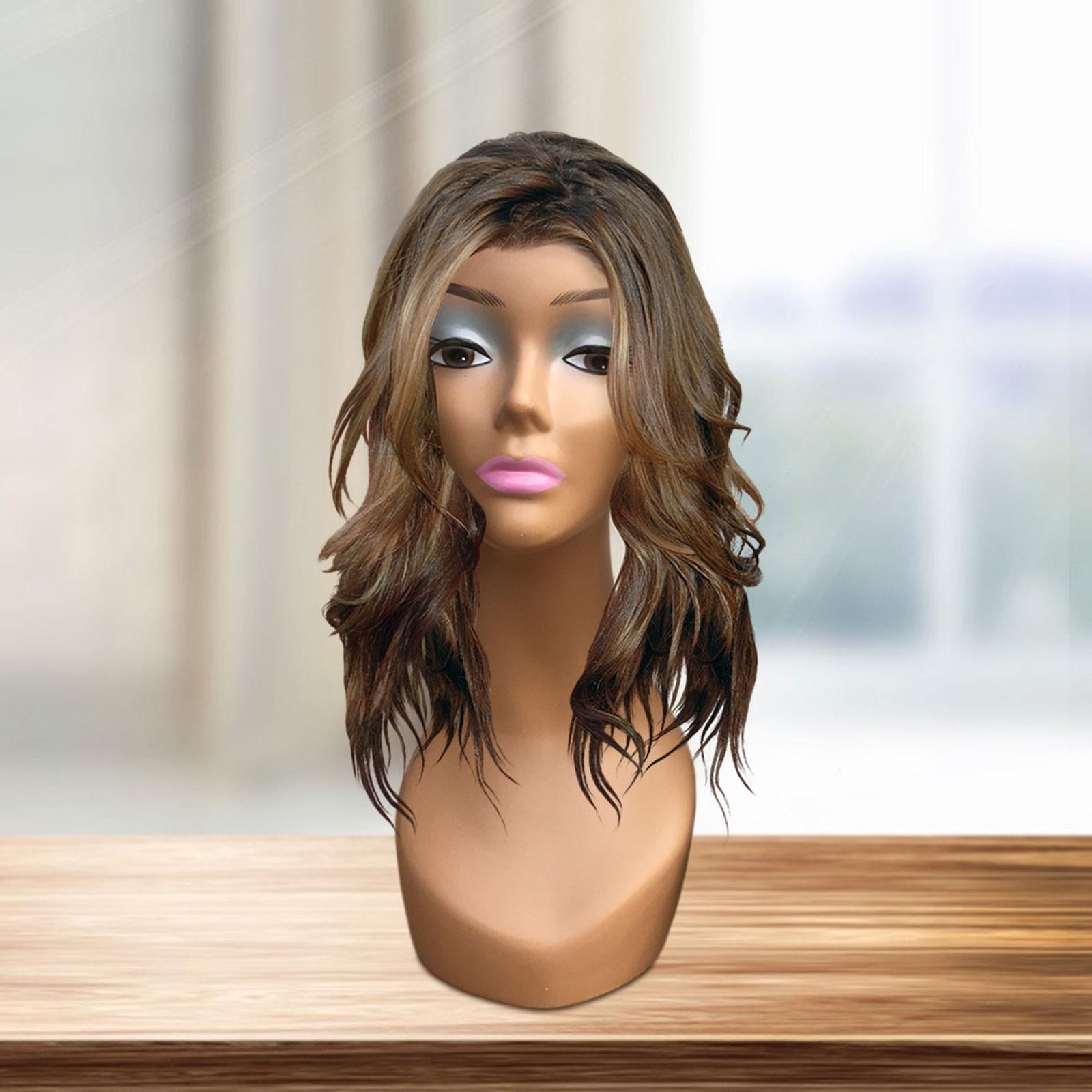Female Bald Mannequin Head Hat Display Rack with Makeup Smooth 19inch Manikin  Display Stand for Glasses s Making Blue