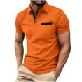 thumbnail image 2 of Aobny Polo Short Sleeve Trendy Tops Waffle Collared Orange Golf Tshirts Men Pullover Plain Men's Novelty Shirts,XL, 2 of 6