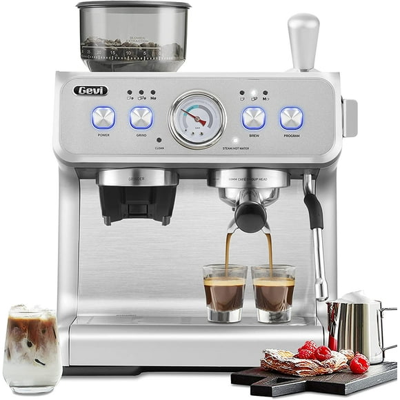 Espresso Machine & Coffee Maker - 20Bar Semi Automatic Espresso Machine With Grinder & Steam Wand \u2013 All in One Espresso Maker & Latte Machine for Home Dual Heating System