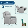 thumbnail image 3 of Costway PU Leather Kids Recliner with Armrest & Headrest Lounge Grey, 3 of 12