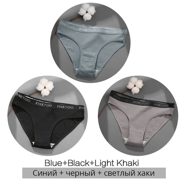 Calzoncillos de algodón FINETOO para mujer, bragas sexis para mujer, bragas de Color sólido, ropa interior íntima para mujer, M-2XL, 3 unids/set Tan Jianjun unisex
