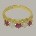 thumbnail image 5 of LBG British Made 9k Yellow Gold Natural Ruby & Opal Womens Promise Ring - 33 size options - Size 4.5, 5 of 7