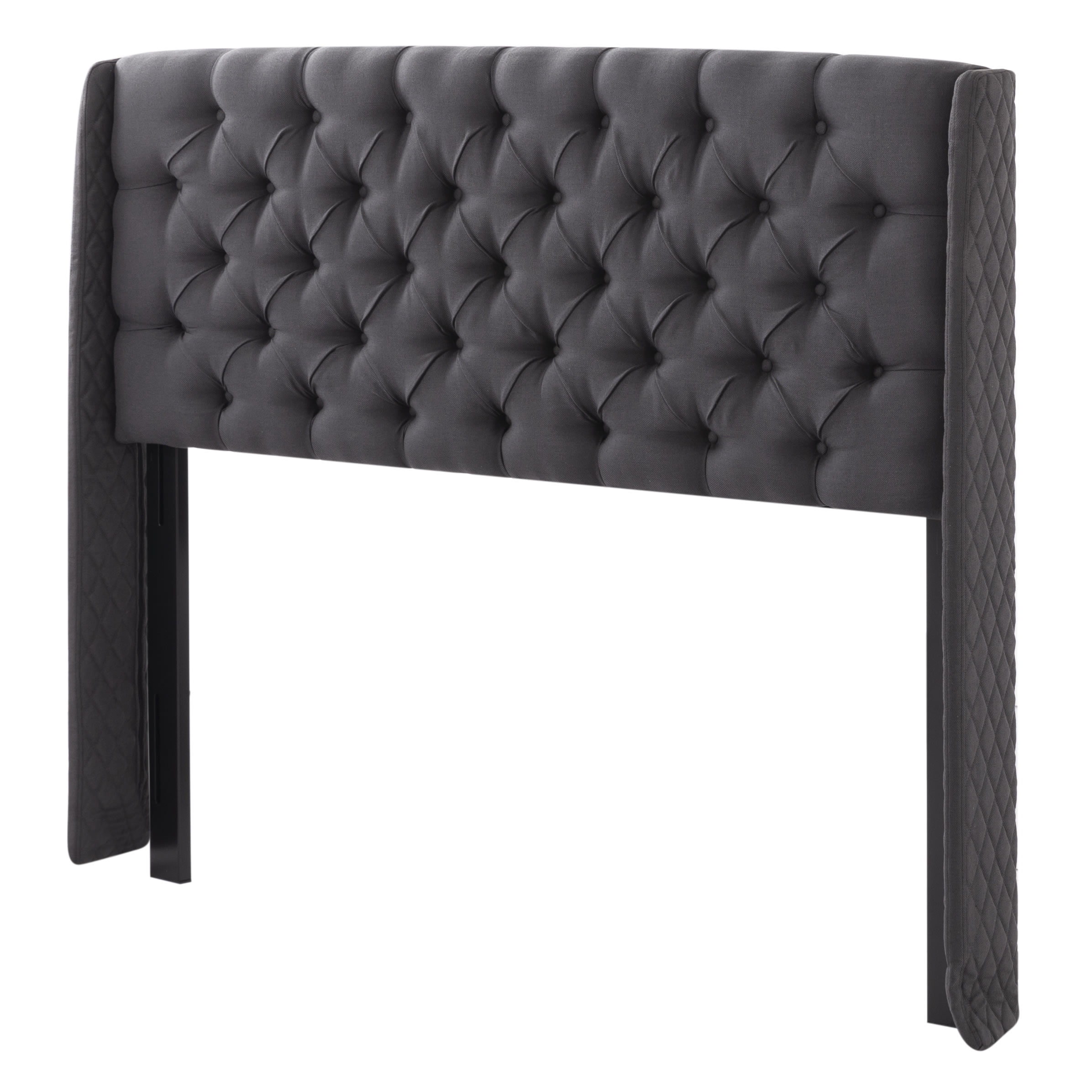 Gewnee King Size Headboard, Linen Upholstered Button Tufted Wingback, Adjustable Height for Bedroom, Dark Gray