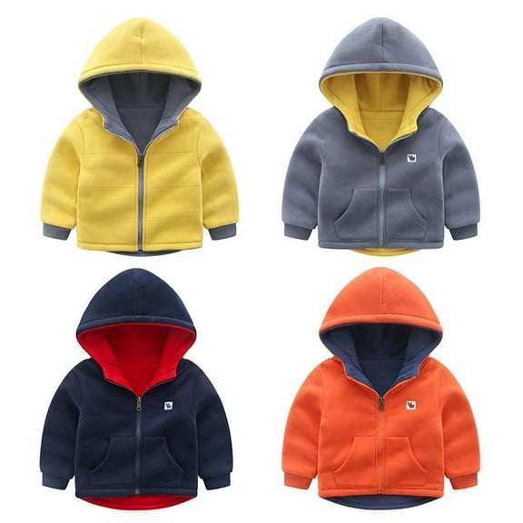 Toddler Big Boys Winter Warm Fleece Hoodie SweatShirt Zipper Jacket