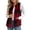Wine, variant on Women’s Fuzzy Plaid Vest, Sleeveless Sherpa Fleece Vest for Women, Soft Warm Open Front Vest with Pockets, Cozy Casual Fall Winter Layering Outerwear