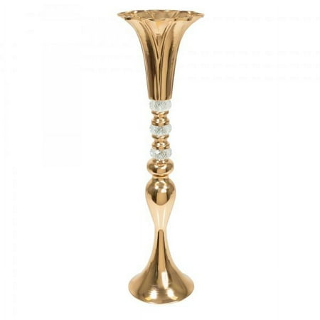 Metal Mermaid Flower Top Centerpiece with Crystal 21" - Gold