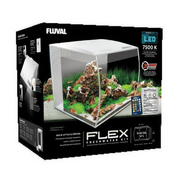 Fluval FLEX 9 Gallon Glass Aquarium Kit (White)