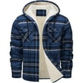 thumbnail image 6 of GrmtClth Men's Fleece Jackets Plaid Sherpa Lined Hooded Jacket Coats Full Zip Midweight Warm Hoodie Big & Tall Outdoor Long Sleeve Jacket Navy L, 6 of 7