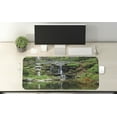 thumbnail image 2 of Japanese Computer Mouse Pad, Cascading Waterfall Pond Under Bridge Reflections of Flowers in Water Pattern, Rectangle Non-Slip Rubber Mousepad X-Large, 35" x 15", Green White, by Ambesonne, 2 of 2