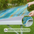 thumbnail image 6 of Blue and Gold Marble Shimmer Streaks Pattern Square Fitted Tablecloth with Elastic Edge,Square Table Cover,Washable Elastic Table Cover for Home Kitchen Party Decor 36"x36", 6 of 6