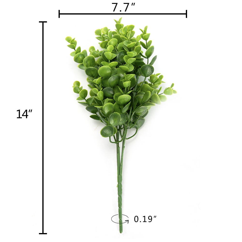 K-Cliffs 3pcs Artificial Green Shrubs Faux Eucalyptus Leaves Unpotted