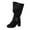 Black, variant on Xfvqtps Womens Boots Mid Calf Wide Calf Side Zipper Chunky Mid Heel Buckle Strap Almond Toe Casual Commute Heel Boots Gray