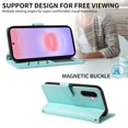 thumbnail image 3 of For Samsung Galaxy A57 5G Wallet Grid Texture Magnetic Flip Cover Card Holder & Bills Slot, Soft PU Leather Magnetic For Women Wallet Case With Detachable Shoulder Strap And Wrist Strap,Green, 3 of 10
