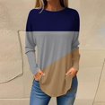 thumbnail image 3 of Scyoekwg Women'S Fall Shirts Long Sleeve Cewneck Dressy Tops for Leggings Lightweight Fall Clothes Loose Color Block Patchwork Graphic Tee Pullover (Coffee,L), 3 of 5