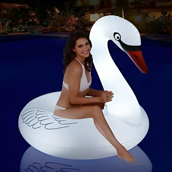 BESTSKY Inflatable Pool Floats,Solar Powered Large Swan Pool Float Adult,LED Color Changing Swan Floaties for The Pool,42 Inch Lake Floats Adults for Outdoor Seaside,Lake,Pool