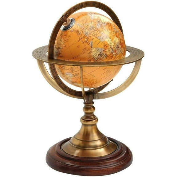 Nautical Brass Armillary Astrolabe Sphere Celestial Tabletop Armillary Antique Vintage World Globe Armillary
