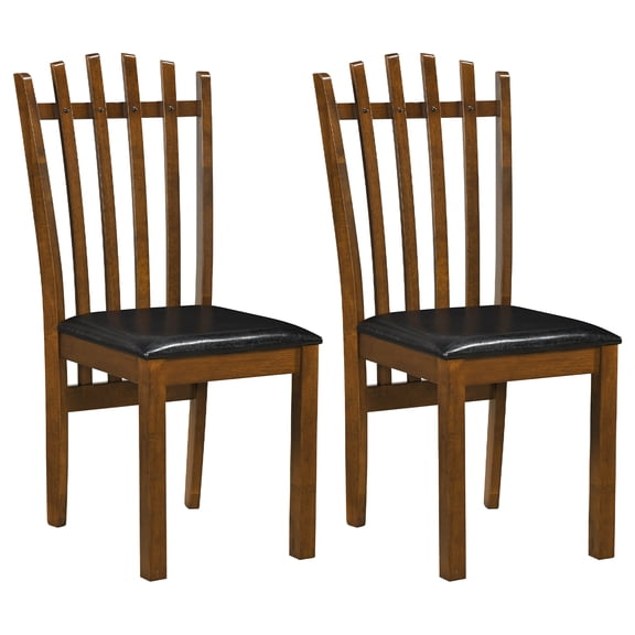 Costway Wooden Dining Chair Set of 2, Windsor Kitchen Chairs with Spindle Back & PU Leather