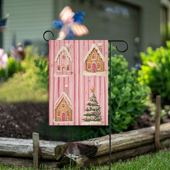 Yayeee Garden Flag 12"x18" Double Sided Outdoor Yard Lawn Holiday Decorations, Gingerbread Houses