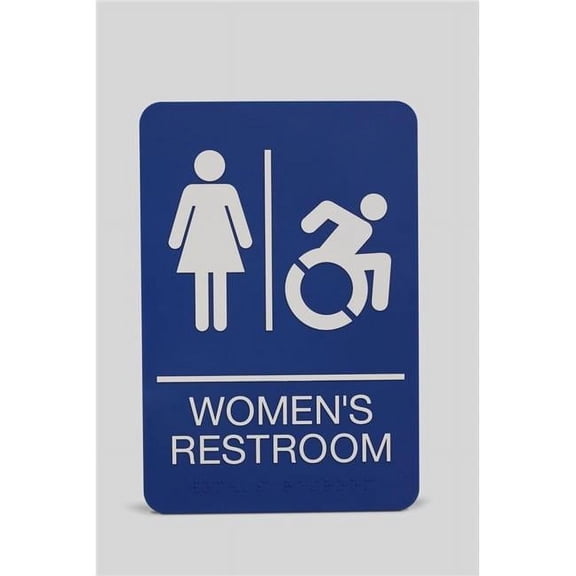 U.S. Stamp & Sign 7777 Ada Sign, Women's Restroom, 6 X 9, Blue Face, White Graphics