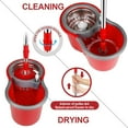 thumbnail image 6 of Spin Mop and Bucket System, Bucket System with Wringer Set for Floor Cleaning, 61 inches Telescoping Mop Rod for Office and Home Use, Red, 6 of 7