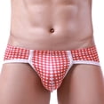 thumbnail image 1 of FhsagQ Underwear Mens Bikini Underwear Low Rise Silk Men Low Waisted Checkered Printed and Breathable Triangular Underwear Casual Loose Comfortable and Stylish Underwear Red L, 1 of 5