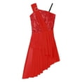 thumbnail image 3 of iiniim Kids Girls Sequins Asymmetrical Sleeveless Camisole Lyrical Dance Dress Ballet 6-16 Red 10, 3 of 7