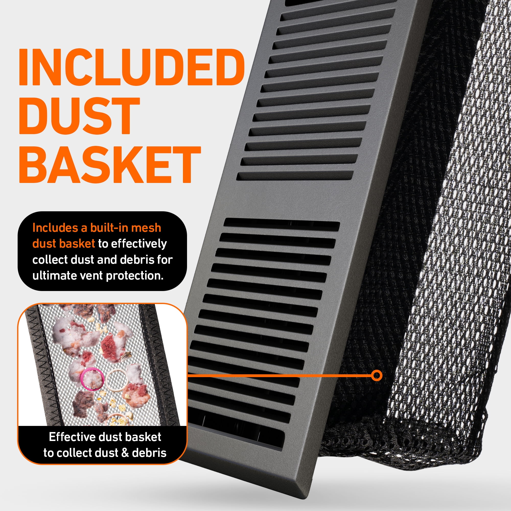 4X10 Floor Vent Covers Floor Register with Mesh Cover Trap, Heat and Air, Walkable Metal Floor Register for HVAC Duct, Contemporary, Dark Grey